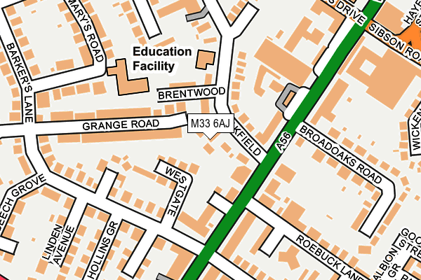 M33 6AJ map - OS OpenMap – Local (Ordnance Survey)