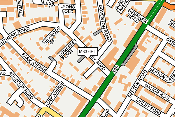 M33 6HL map - OS OpenMap – Local (Ordnance Survey)