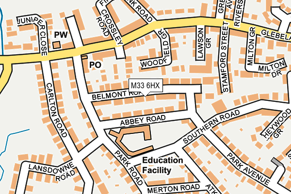 M33 6HX map - OS OpenMap – Local (Ordnance Survey)