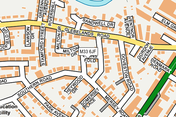 M33 6JF map - OS OpenMap – Local (Ordnance Survey)