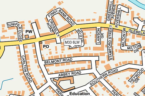 M33 6LW map - OS OpenMap – Local (Ordnance Survey)