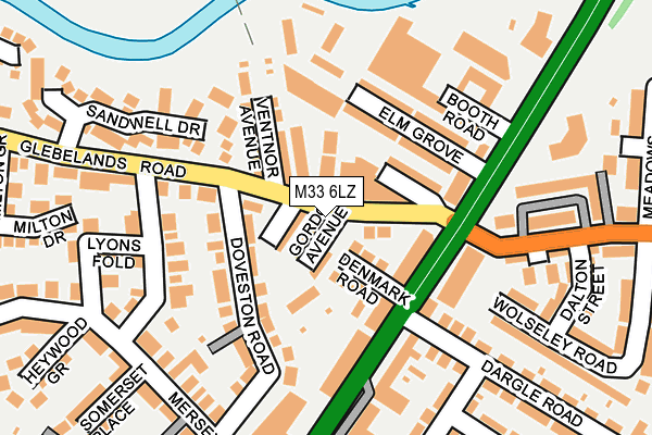 M33 6LZ map - OS OpenMap – Local (Ordnance Survey)