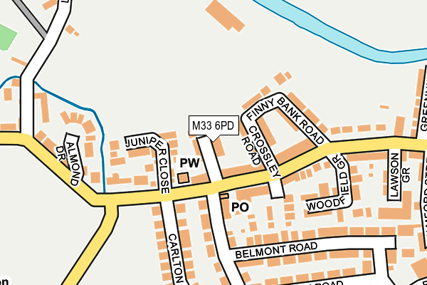 M33 6PD map - OS OpenMap – Local (Ordnance Survey)