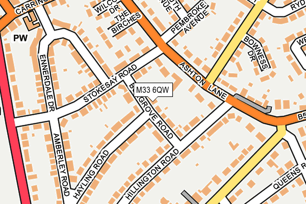 M33 6QW map - OS OpenMap – Local (Ordnance Survey)