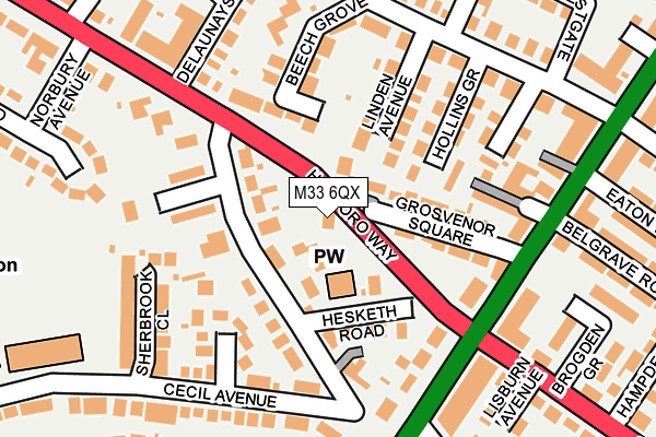 M33 6QX map - OS OpenMap – Local (Ordnance Survey)