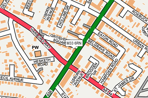 M33 6RN map - OS OpenMap – Local (Ordnance Survey)