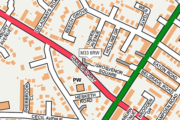 M33 6RW map - OS OpenMap – Local (Ordnance Survey)