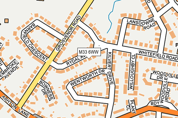 M33 6WW map - OS OpenMap – Local (Ordnance Survey)