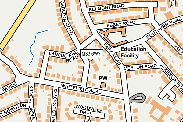 M33 6WY map - OS OpenMap – Local (Ordnance Survey)