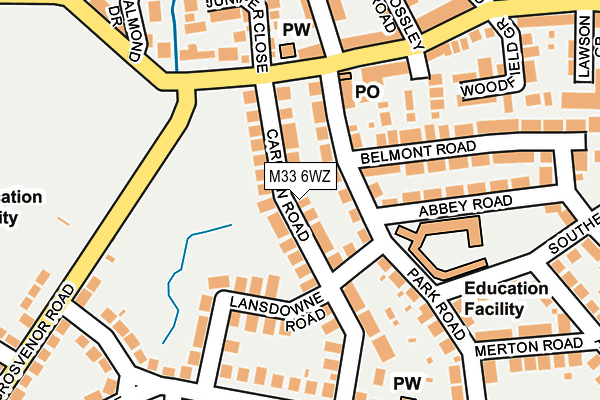 M33 6WZ map - OS OpenMap – Local (Ordnance Survey)