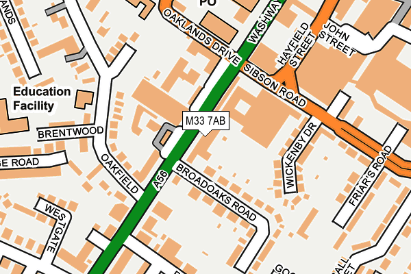 M33 7AB map - OS OpenMap – Local (Ordnance Survey)