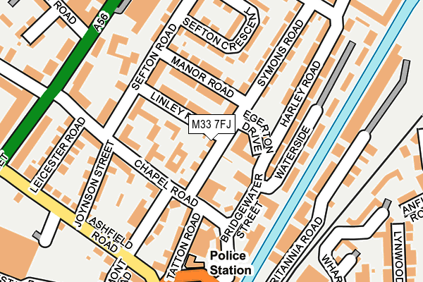 M33 7FJ map - OS OpenMap – Local (Ordnance Survey)