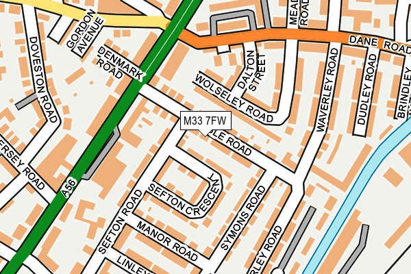 M33 7FW map - OS OpenMap – Local (Ordnance Survey)