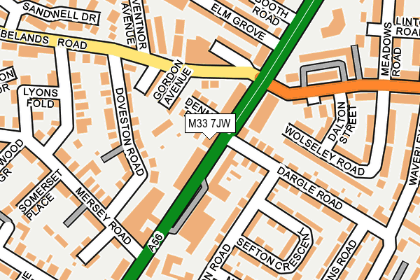 M33 7JW map - OS OpenMap – Local (Ordnance Survey)