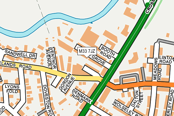 M33 7JZ map - OS OpenMap – Local (Ordnance Survey)