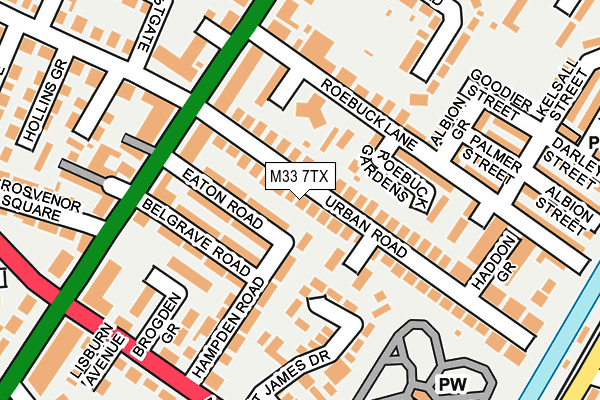 M33 7TX map - OS OpenMap – Local (Ordnance Survey)