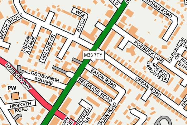 M33 7TY map - OS OpenMap – Local (Ordnance Survey)