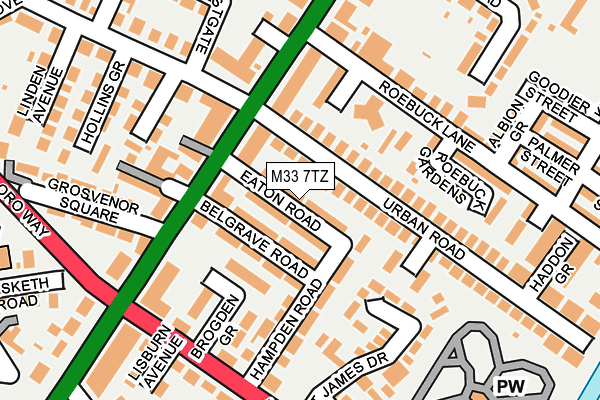 M33 7TZ map - OS OpenMap – Local (Ordnance Survey)