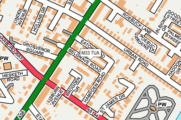 M33 7UA map - OS OpenMap – Local (Ordnance Survey)