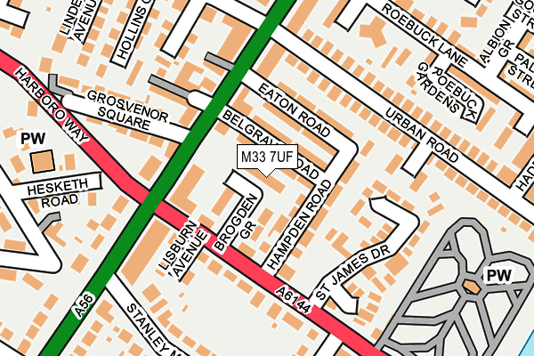 M33 7UF map - OS OpenMap – Local (Ordnance Survey)