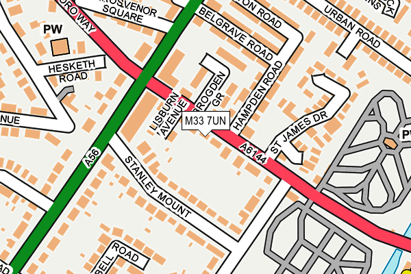 M33 7UN map - OS OpenMap – Local (Ordnance Survey)