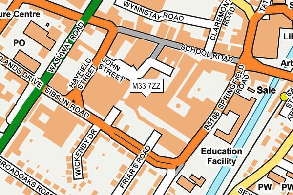 M33 7ZZ map - OS OpenMap – Local (Ordnance Survey)