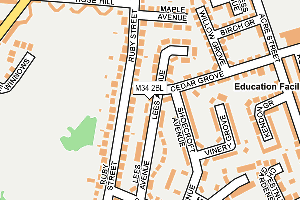M34 2BL map - OS OpenMap – Local (Ordnance Survey)