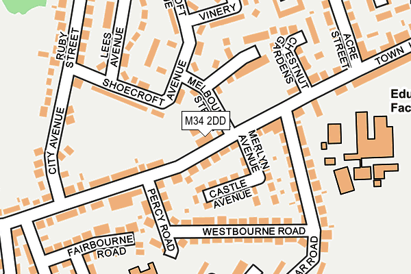 M34 2DD map - OS OpenMap – Local (Ordnance Survey)