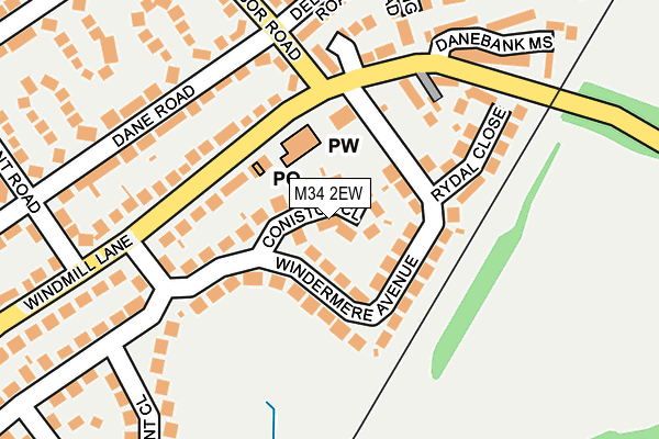 M34 2EW map - OS OpenMap – Local (Ordnance Survey)
