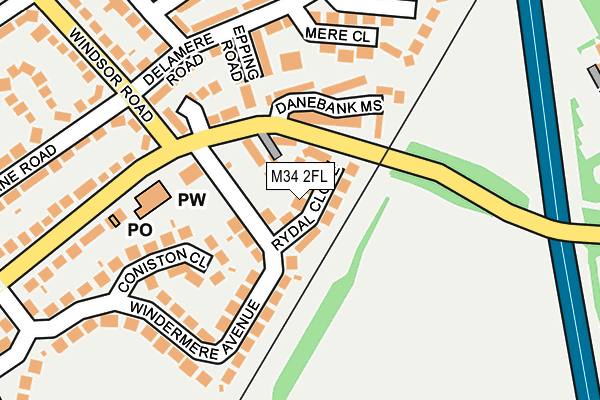 M34 2FL map - OS OpenMap – Local (Ordnance Survey)