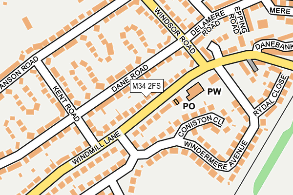 M34 2FS map - OS OpenMap – Local (Ordnance Survey)