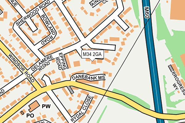 M34 2GA map - OS OpenMap – Local (Ordnance Survey)