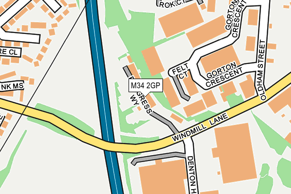M34 2GP map - OS OpenMap – Local (Ordnance Survey)