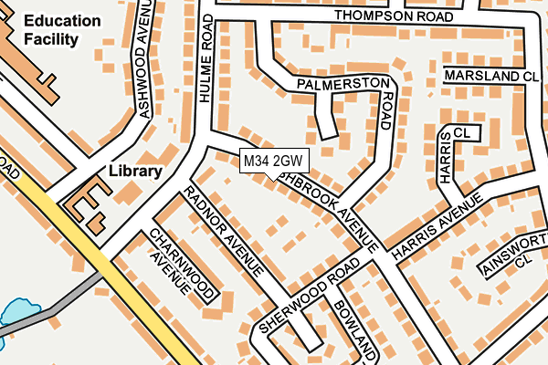 M34 2GW map - OS OpenMap – Local (Ordnance Survey)