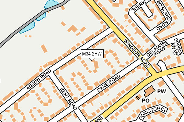 M34 2HW map - OS OpenMap – Local (Ordnance Survey)