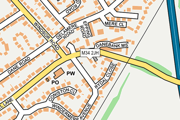 M34 2JH map - OS OpenMap – Local (Ordnance Survey)