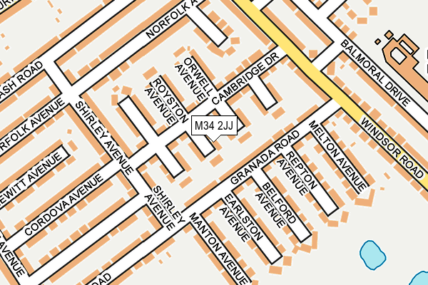 M34 2JJ map - OS OpenMap – Local (Ordnance Survey)