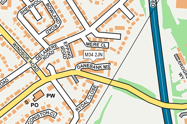 M34 2JN map - OS OpenMap – Local (Ordnance Survey)