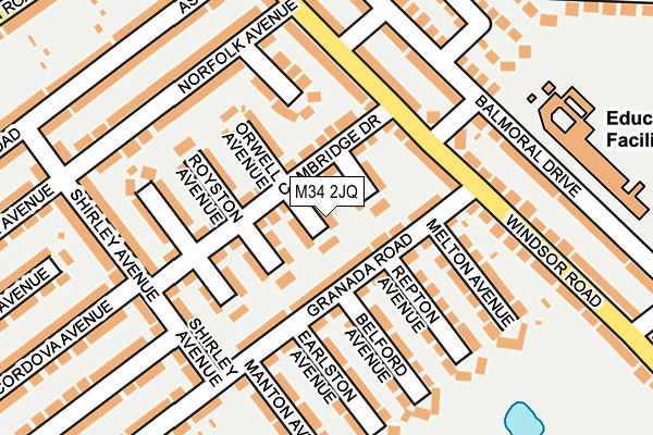 M34 2JQ map - OS OpenMap – Local (Ordnance Survey)