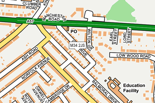 M34 2JS map - OS OpenMap – Local (Ordnance Survey)