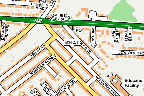 M34 2JT map - OS OpenMap – Local (Ordnance Survey)