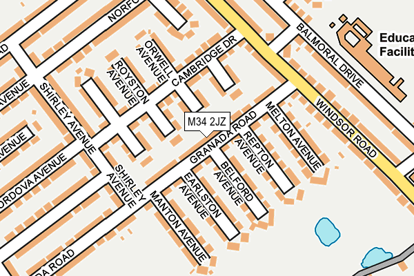 M34 2JZ map - OS OpenMap – Local (Ordnance Survey)