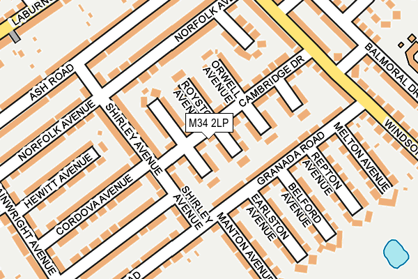 M34 2LP map - OS OpenMap – Local (Ordnance Survey)