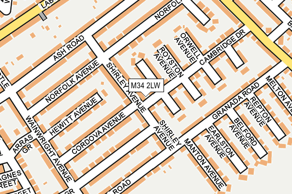 M34 2LW map - OS OpenMap – Local (Ordnance Survey)