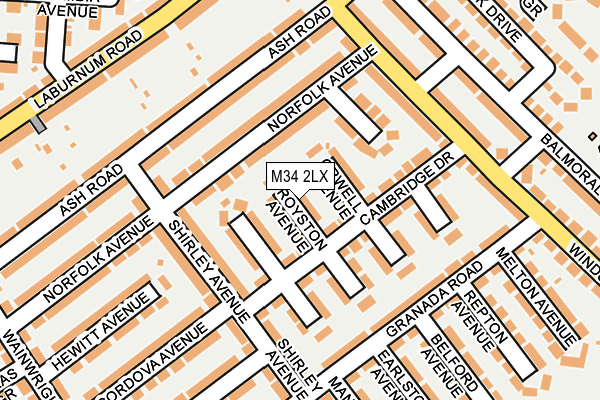 M34 2LX map - OS OpenMap – Local (Ordnance Survey)