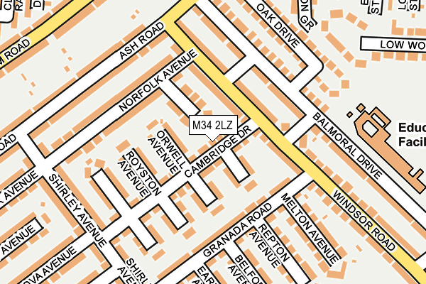 M34 2LZ map - OS OpenMap – Local (Ordnance Survey)