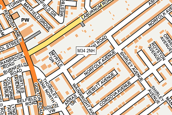 M34 2NH map - OS OpenMap – Local (Ordnance Survey)