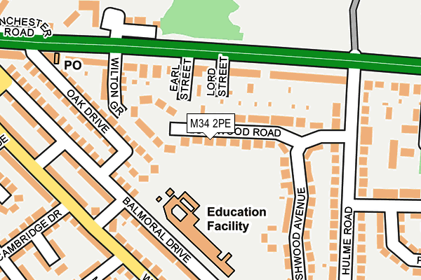 M34 2PE map - OS OpenMap – Local (Ordnance Survey)