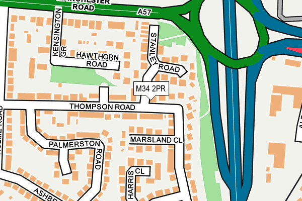 M34 2PR map - OS OpenMap – Local (Ordnance Survey)