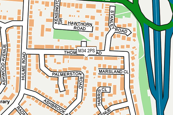 M34 2PS map - OS OpenMap – Local (Ordnance Survey)